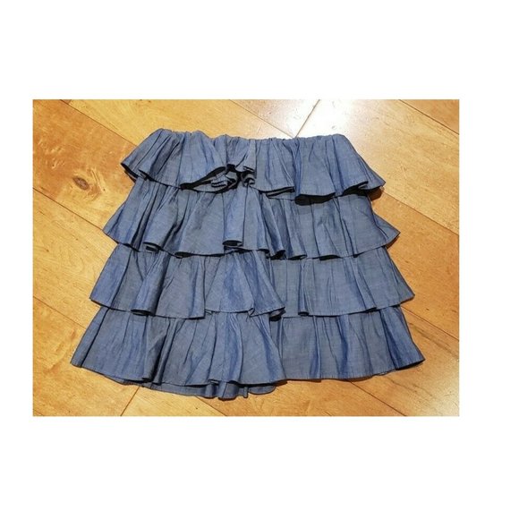 NEW JCREW CREWCUTS SZ 8 RUFFLES CHAMBRAY SKIRT - Picture 1 of 2